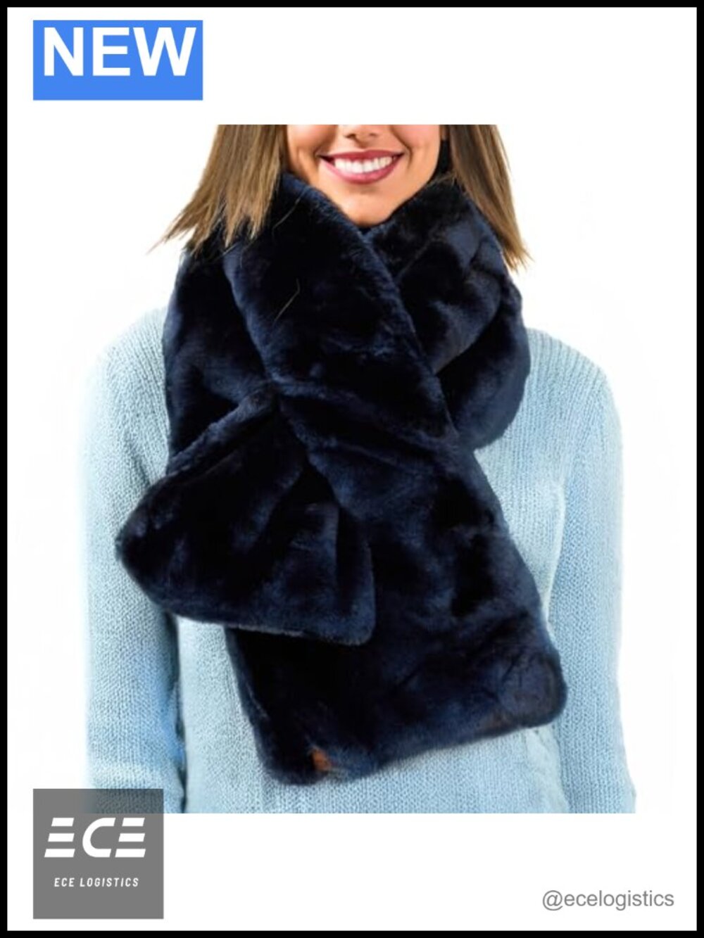Faux Fur Shawl Wrap Pull-Thru Neck Scarf Winter Lined Women